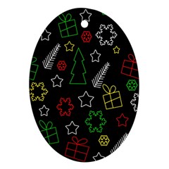 Colorful Xmas Pattern Oval Ornament (two Sides) by Valentinaart