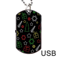 Colorful Xmas Pattern Dog Tag Usb Flash (one Side) by Valentinaart