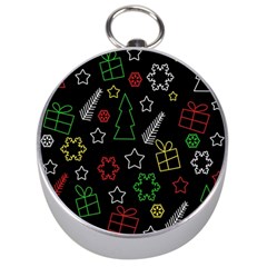 Colorful Xmas Pattern Silver Compasses by Valentinaart