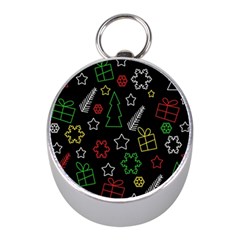 Colorful Xmas Pattern Mini Silver Compasses by Valentinaart