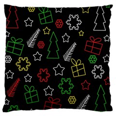 Colorful Xmas Pattern Large Flano Cushion Case (two Sides)