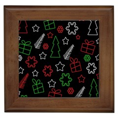 Green And  Red Xmas Pattern Framed Tiles by Valentinaart