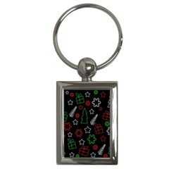 Green And  Red Xmas Pattern Key Chains (rectangle) 