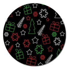 Green And  Red Xmas Pattern Magnet 5  (round) by Valentinaart