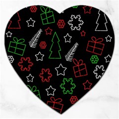 Green And  Red Xmas Pattern Jigsaw Puzzle (heart) by Valentinaart