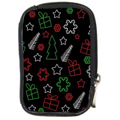 Green And  Red Xmas Pattern Compact Camera Cases by Valentinaart