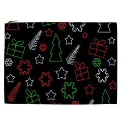 Green And  Red Xmas Pattern Cosmetic Bag (xxl)  by Valentinaart