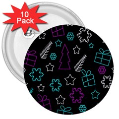 Creative Xmas pattern 3  Buttons (10 pack) 