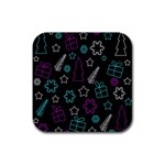 Creative Xmas pattern Rubber Square Coaster (4 pack)  Front