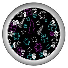 Creative Xmas pattern Wall Clocks (Silver) 