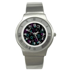 Creative Xmas Pattern Stainless Steel Watch by Valentinaart