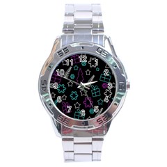 Creative Xmas Pattern Stainless Steel Analogue Watch by Valentinaart