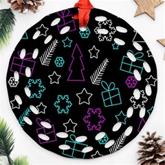 Creative Xmas pattern Ornament (Round Filigree) 