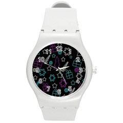 Creative Xmas Pattern Round Plastic Sport Watch (m) by Valentinaart