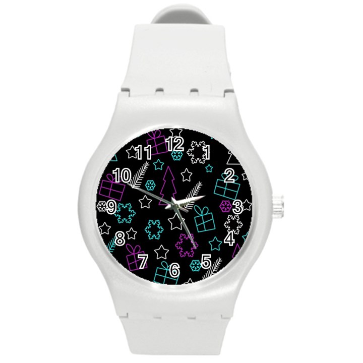 Creative Xmas pattern Round Plastic Sport Watch (M)