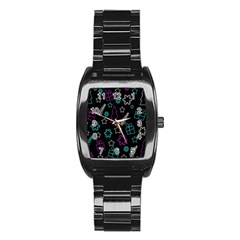 Creative Xmas Pattern Stainless Steel Barrel Watch by Valentinaart