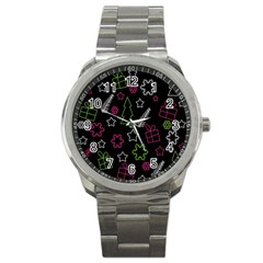 Elegant Xmas Pattern Sport Metal Watch by Valentinaart