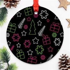 Elegant Xmas Pattern Round Ornament (two Sides)  by Valentinaart