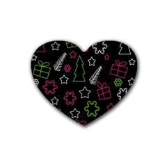 Elegant Xmas Pattern Rubber Coaster (heart)  by Valentinaart