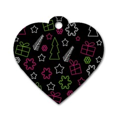 Elegant Xmas Pattern Dog Tag Heart (two Sides) by Valentinaart