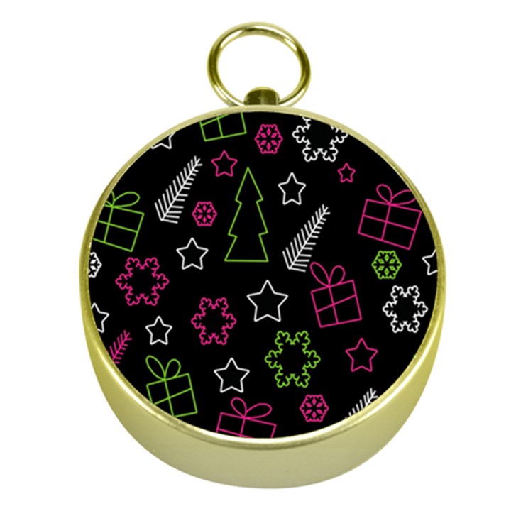 Elegant Xmas pattern Gold Compasses