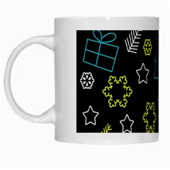 Xmas Pattern - Blue And Yellow White Mugs