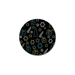 Xmas Pattern - Blue And Yellow Golf Ball Marker by Valentinaart