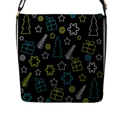 Xmas Pattern - Blue And Yellow Flap Messenger Bag (l)  by Valentinaart