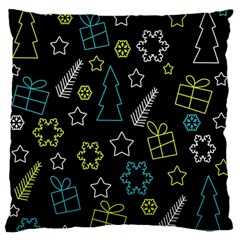 Xmas Pattern - Blue And Yellow Standard Flano Cushion Case (one Side) by Valentinaart