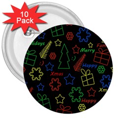 Playful Xmas Pattern 3  Buttons (10 Pack)  by Valentinaart