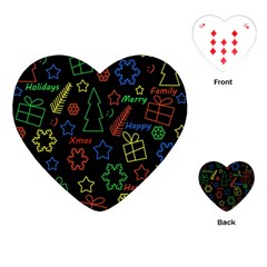 Playful Xmas Pattern Playing Cards (heart)  by Valentinaart