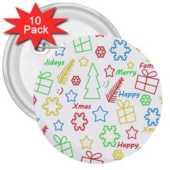 Simple Christmas Pattern 3  Buttons (10 Pack)  by Valentinaart