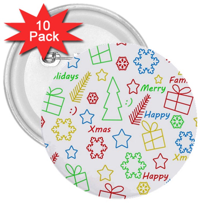 Simple Christmas pattern 3  Buttons (10 pack) 