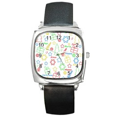 Simple Christmas Pattern Square Metal Watch by Valentinaart