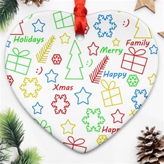 Simple Christmas Pattern Heart Ornament (2 Sides) by Valentinaart