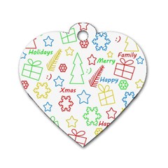 Simple Christmas Pattern Dog Tag Heart (one Side) by Valentinaart