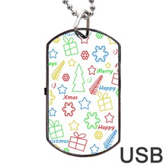 Simple Christmas Pattern Dog Tag Usb Flash (one Side) by Valentinaart