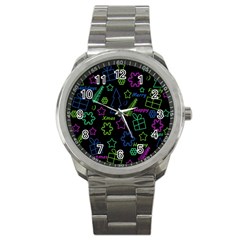 Decorative Xmas Pattern Sport Metal Watch by Valentinaart