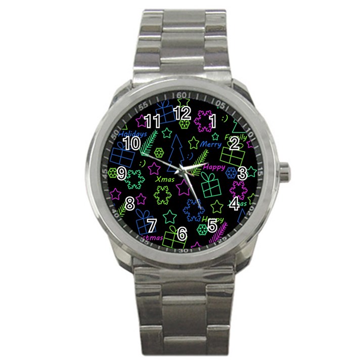 Decorative Xmas pattern Sport Metal Watch