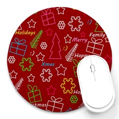 Red Xmas Pattern Round Mousepads by Valentinaart