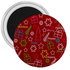 Red Xmas Pattern 3  Magnets by Valentinaart