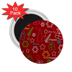 Red Xmas Pattern 2 25  Magnets (10 Pack)  by Valentinaart