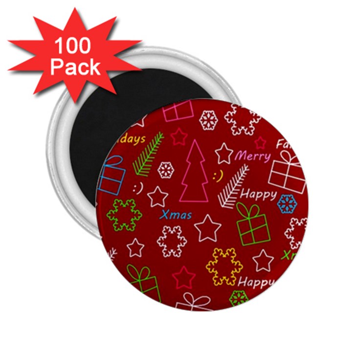 Red Xmas pattern 2.25  Magnets (100 pack) 