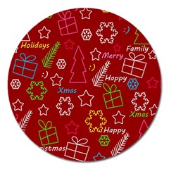 Red Xmas Pattern Magnet 5  (round) by Valentinaart