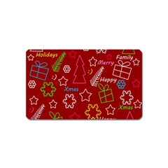 Red Xmas Pattern Magnet (name Card) by Valentinaart