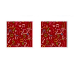 Red Xmas Pattern Cufflinks (square) by Valentinaart