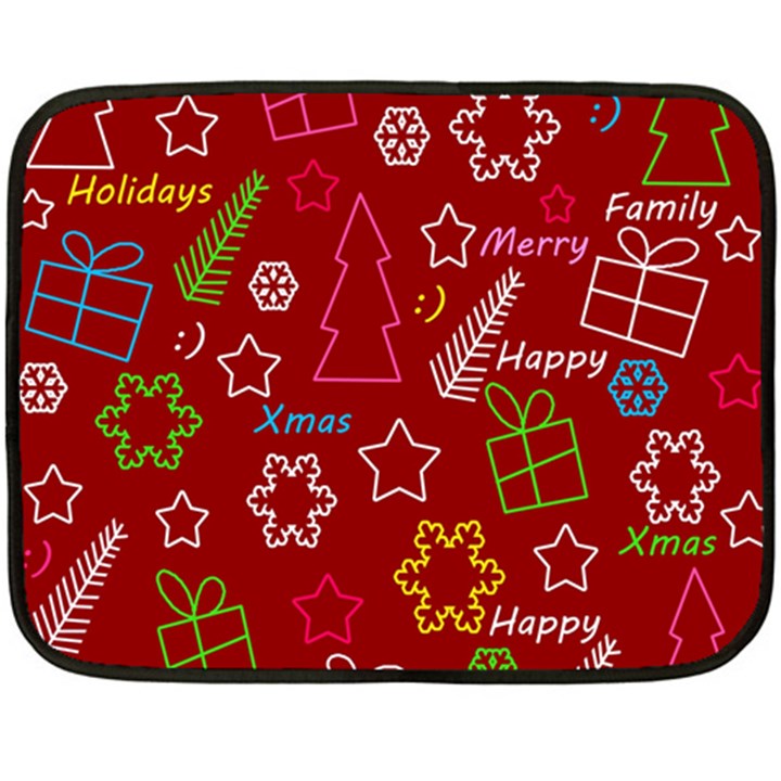 Red Xmas pattern Double Sided Fleece Blanket (Mini) 