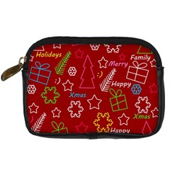 Red Xmas Pattern Digital Camera Cases by Valentinaart