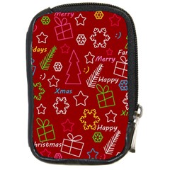 Red Xmas Pattern Compact Camera Cases by Valentinaart