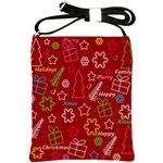 Red Xmas pattern Shoulder Sling Bags Front